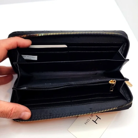 HALSTON WOMEN'S WALLET, BLACK COLOR WITH ZIPPER - Picture 6 of 15